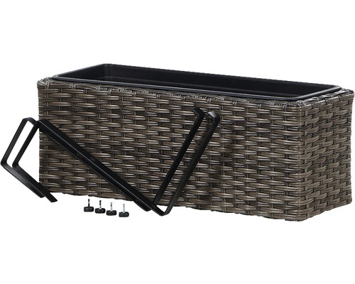 Blumenkasten aus Rattan mit Pflanzeinsatz, Wandhalterung und Stellfüßen