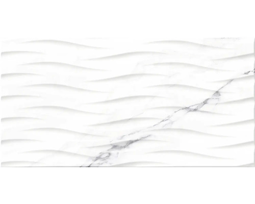 Feinsteinzeug Dekorfliese Verona 32,0x62,5 cm weiß matt Wellen