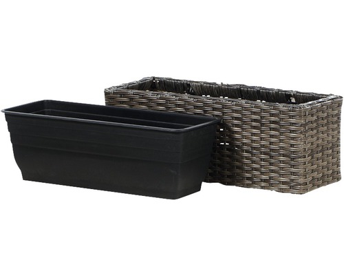 Blumenkasten aus Kunststoff mit Flechtoptik