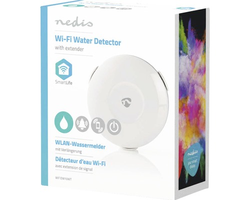 Verpackung eines WLAN-Wassermelders von Nedis mit Erweiterung