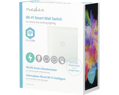 Verpackung eines Nedis WLAN-Smart-Wandschalters zur Steuerung der Beleuchtung