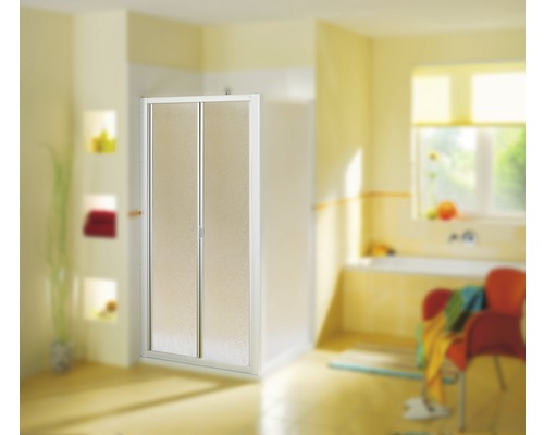 Falttür für Nische und Seitenwand Breuer Fara4 800x1850 mm Kunstglas weiß