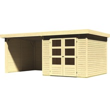 Gartenhaus Karibu Kodiak 3,5 mit Schleppdach 2,75 m, Rück-und Seitenwand 528,5 x 262 cm natur