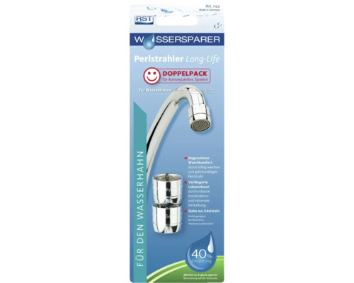 Wassersparer Perlstrahler Long-Life Doppelpackung für Wasserhähne mit M22x1 Außengewinde