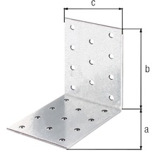Winkelverbinder mit Löchern und Maßangaben a, b und c