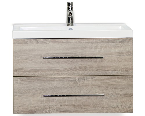 Waschbeckenunterschrank Sanox Straight 55x80x40 cm mit Mineralgusswaschbecken Eiche grau Waschbeckenunterschrank Sanox Straight 55x80x40 cm mit Mineralgusswaschbecken Eiche grau