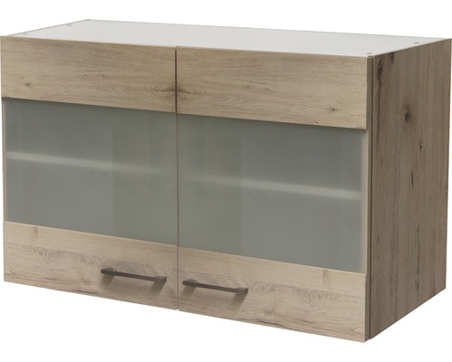 Glashängeschrank Flex Well Riva San Remo Eiche hell/San Remo Eiche hell 100x55x32 cm mit Drehtür