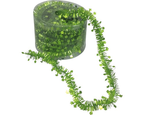 Grüne Lametta Girlande mit Sternen in Spenderbox