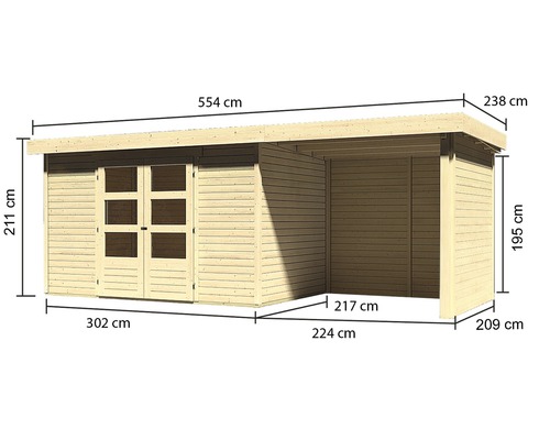 Abmessungen des Holz Gartenhauses
