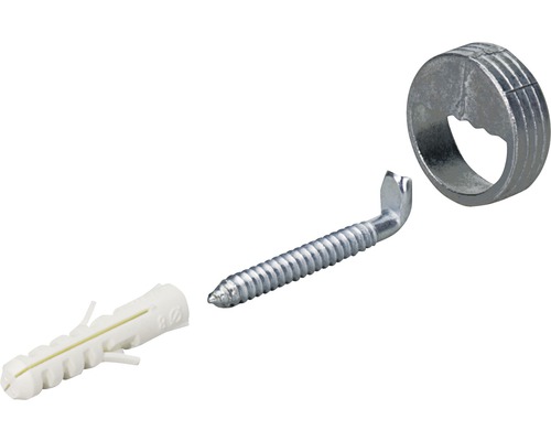Befestigungsmaterial bestehend aus Dübel, Schraube und Ring