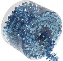 Blaue Lametta Girlande mit Sternen in einer transparenten Verpackung