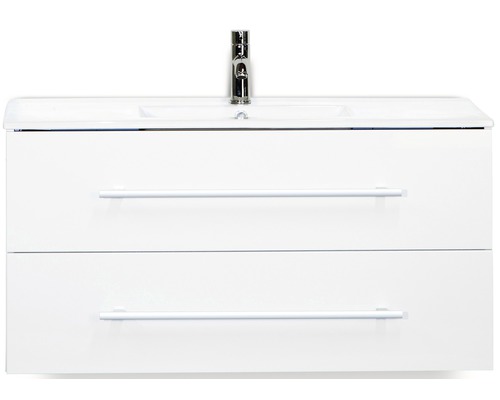 Waschbeckenunterschrank Sanox Stretto 52x101x39 cm mit Keramikwaschbecken weiß hochglanz Waschbeckenunterschrank Sanox Stretto 52x101x39 cm mit Keramikwaschbecken weiß hochglanz
