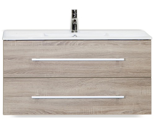Waschbeckenunterschrank Sanox Stretto 52x101x39 cm mit Keramikwaschbecken Eiche grau Waschbeckenunterschrank Sanox Stretto 52x101x39 cm mit Keramikwaschbecken Eiche grau
