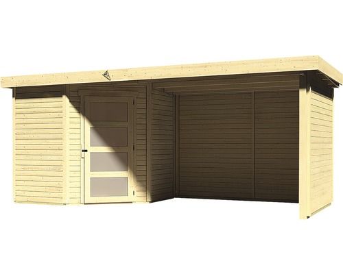 Holzgartenhaus mit Tür und Schiebetür