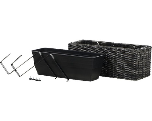 Balkonkasten-Set mit Pflanzkasten, Halterungen und Montagezubehör