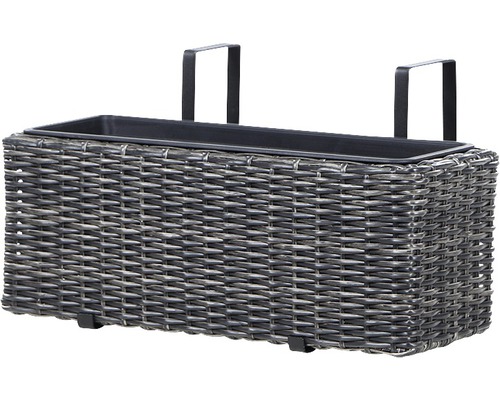 Balkonkasten aus Rattan mit Halterung