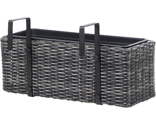 Blumenkasten aus Rattan mit Halterung