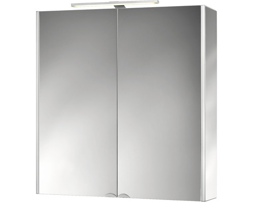 LED-Spiegelschrank Jokey DekorAlu 2-türig 5,5x68x15,3 cm grau Spiegelschrank mit zwei Türen und Beleuchtung