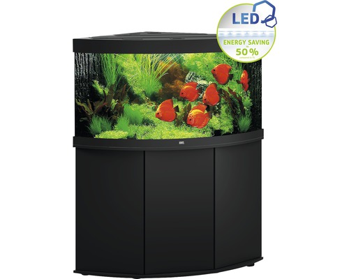 Aquariumkombination JUWEL Trigon 350 SBX mit LED-Beleuchtung, Filter, Heizer und Unterschrank schwarz ca. 123 x 87 x 145 cm ca. 350 L Eckaquarium