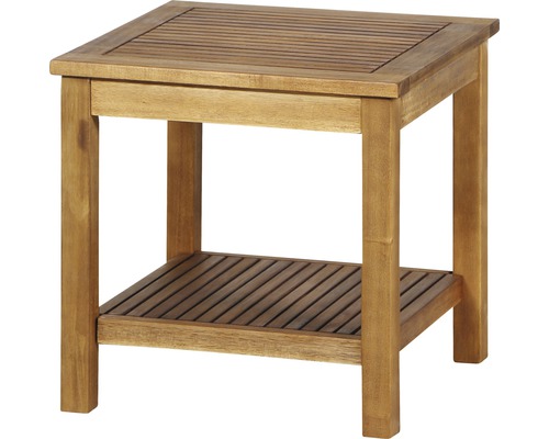 Beistelltisch Gardamo Astoria Akazie Gestell aus Akazienholz FSC® 100% in natur, Gartentischplatte aus Akazienholz FSC® 100% in natur Quadratischer Beistelltisch aus Holz mit Ablagefläche