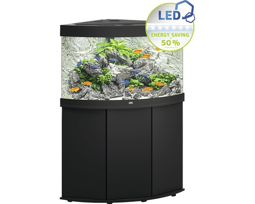Aquariumkombination JUWEL Trigon 190 SBX mit LED-Beleuchtung, Filter, Heizer und Unterschrank schwarz ca. 98,5 x 70 x 123 cm ca. 190 L Eckaquarium Eckaquarium mit Unterschrank, Fischen, Pflanzen und LED-Beleuchtung
