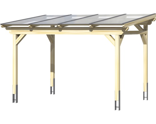 Holzcarport mit transparenter Bedachung