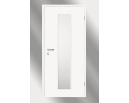 Innentüre Pertura Yori Weiß inkl. Lichtausschnitt (ohne Glas) 85x203 cm rechts Weiße Innentür mit Glasausschnitt und Türgriff