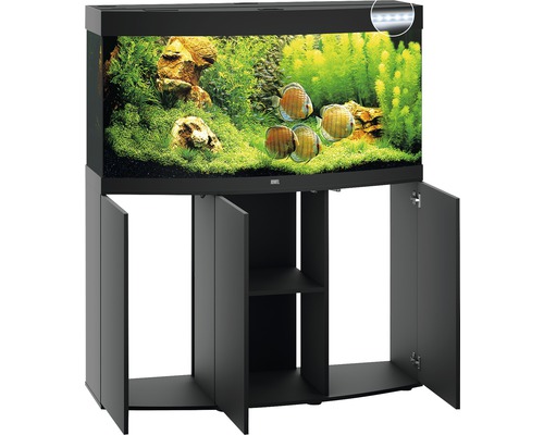 Aquarium mit Unterschrank und Dekoration