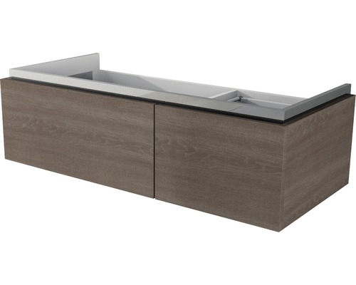 Waschbeckenunterschrank Baden Haus Avril 30x100x45 cm ohne Waschbecken eiche dunkel Waschtischunterschrank mit zwei Türen