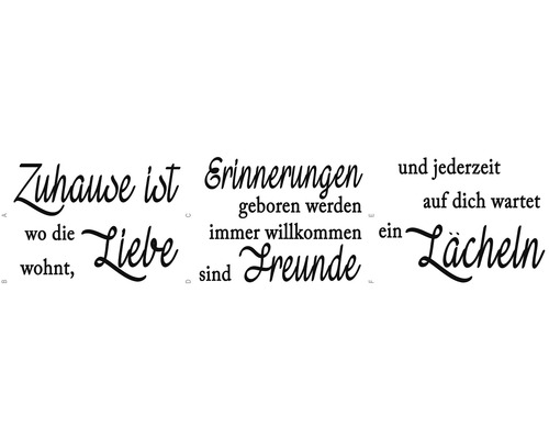 Wandtattoo mit Sprüchen zu Zuhause, Liebe, Erinnerungen, Freunden und Lächeln