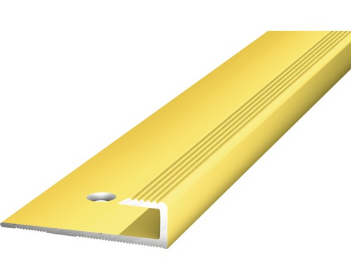 Prinz Einschubprofil Alu gold gelocht 27 x 7 x 2500 mm Treppenkantenprofil aus Metall mit Rillen und Befestigungsloch