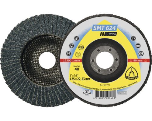 Schleifmopteller Fächerscheibe Klingspor SMT 624 Ø 115x22,23 mm Korn 40 Schleifmopteller Fächerscheibe Klingspor SMT 624 Ø 115x22,23 mm Korn 40