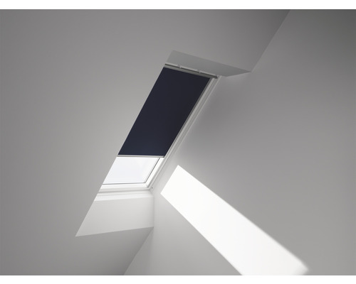 VELUX Verdunkelungsrollo uni dunkelblau manuell Rahmen aluminium DKL MK06 1100S