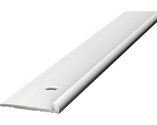 Prinz Abschlussprofil Alu silber gelocht 18 x 3 x 2500 mm Weiße Übergangsschiene mit Befestigungsbohrung