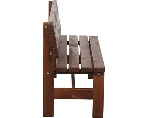 Holzgartenbank mit Rückenlehne in Seitenansicht