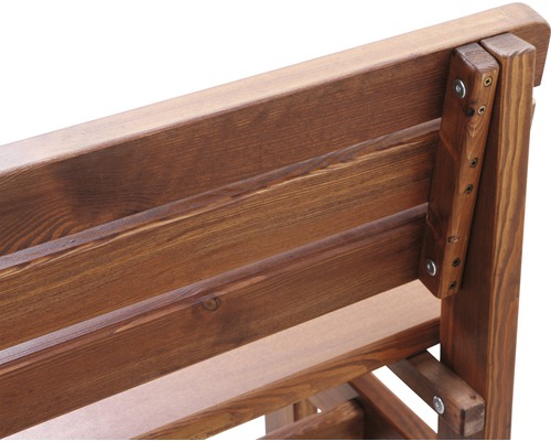 Detailansicht einer Gartenbank aus Holz