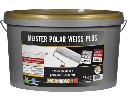 HORNBACH Wandfarbe Meister Polarweiß Plus konservierungsmittelfrei 15 l