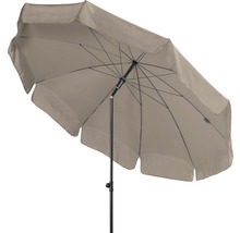 Geöffneter Sonnenschirm mit schwarzem Gestell