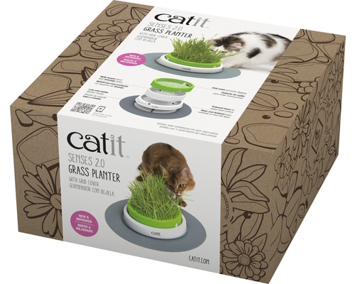 Catit Senses 2.0 Grasfutter Pflanzschale in Produktverpackung