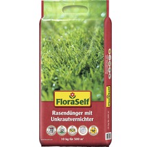 FloraSelf Rasendünger mit Unkrautvernichter, 10 Kilogramm für 500 Quadratmeter