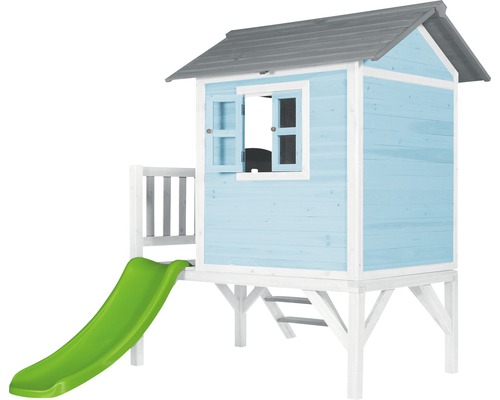 Spielhaus aus Holz mit Rutsche für den Garten