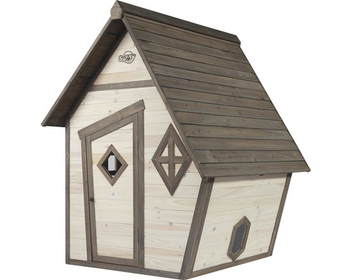 Spielhaus aus Holz mit Tür und Fenstern