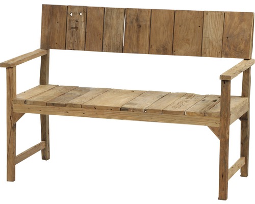 Gartenbank Siena Garden Loreo 2er Gestell und Fläche Teakholz Recycled natur Holzbank mit Armlehnen und Rückenlehne