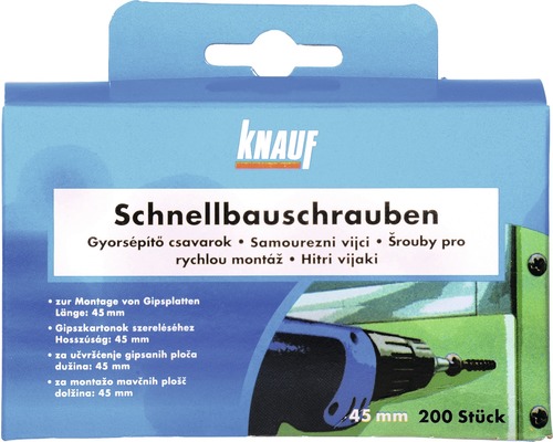 Schnellbauschrauben Knauf TN 3,5x45 mm 200 Stück Packung Schnellbauschrauben, 45 Millimeter, 200 Stück