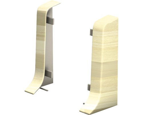 Endstücke für Kabelkanal-Sockelleiste Nussbaum oliv 60 mm Zwei Heizkörperrohrverkleidungen aus Holz
