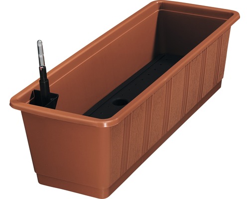 Blumenkasten Geli Aqaua Green Plus Kunststoff 60x20x17 cm terracotta Brauner Pflanzkasten mit Bewässerungssystem für den Garten