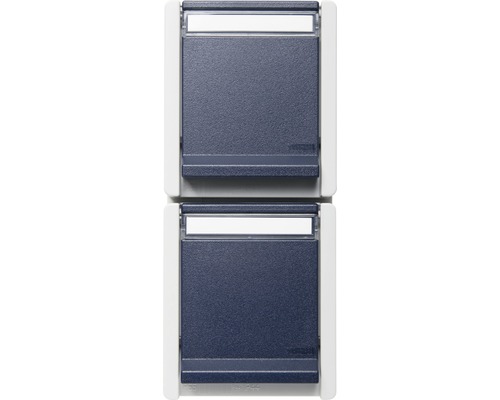 Steckdose Roth Lange IP55 aufputz, 2-fach, grau/blau