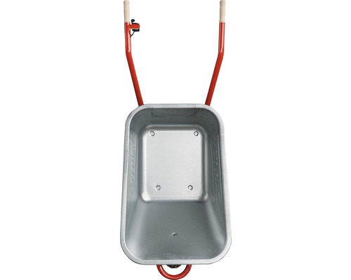 Schubkarre mit Metallmulde und Holzgriffen