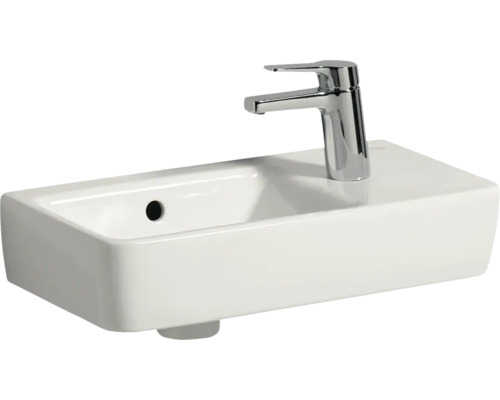 Handwaschbecken Geberit Renova Nr.1 Comprim rund Ablage rechts 50x25 cm weiß Keramik Waschbecken mit Armatur