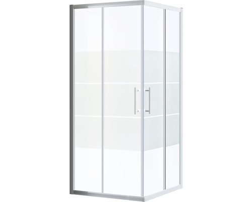 Eckdusche mit horizontalen Streifen